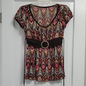 Multicolor Patterned Women's Top